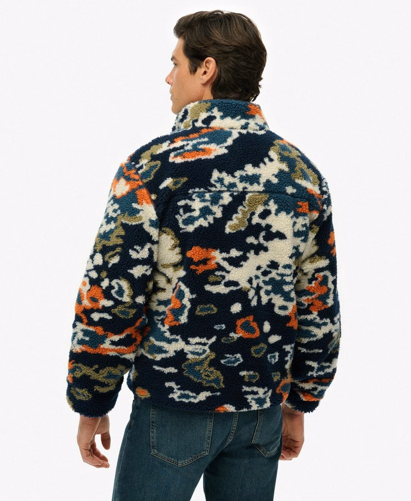 Fleece met print en ritssluiting