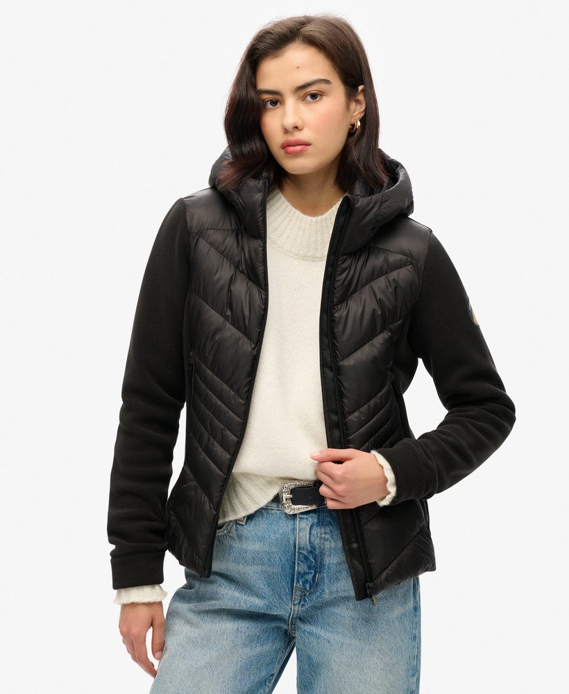 fleece stormjack met capuchon in zwart
