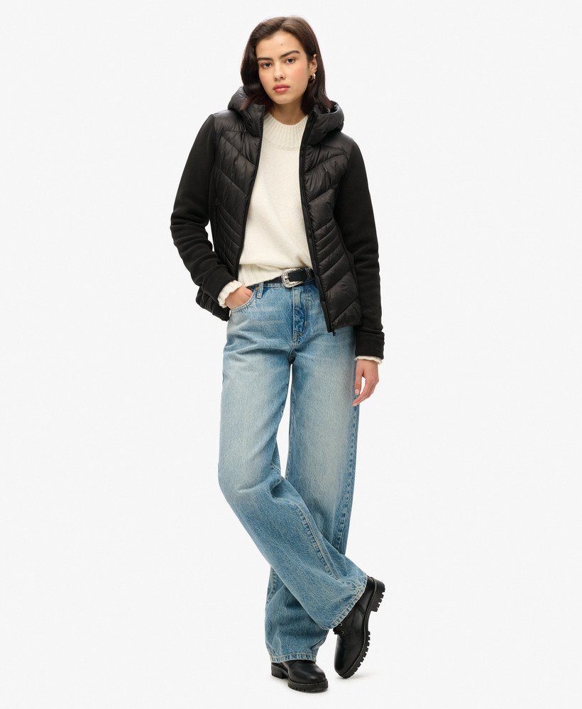 fleece stormjack met capuchon in zwart