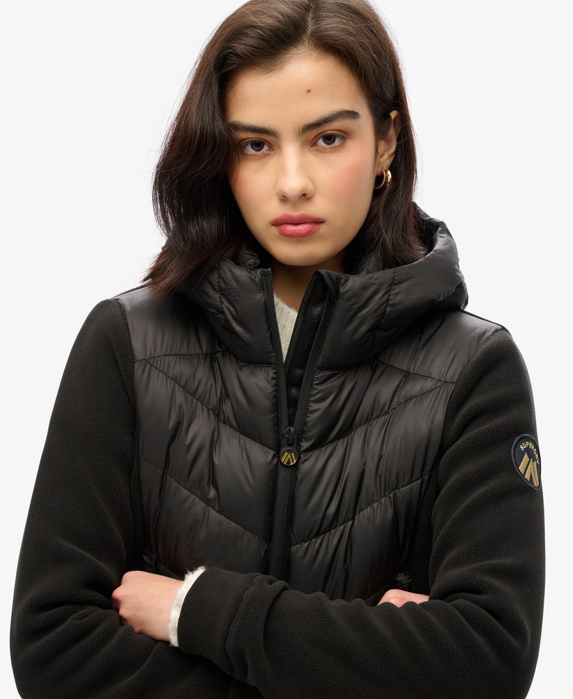 fleece stormjack met capuchon in zwart