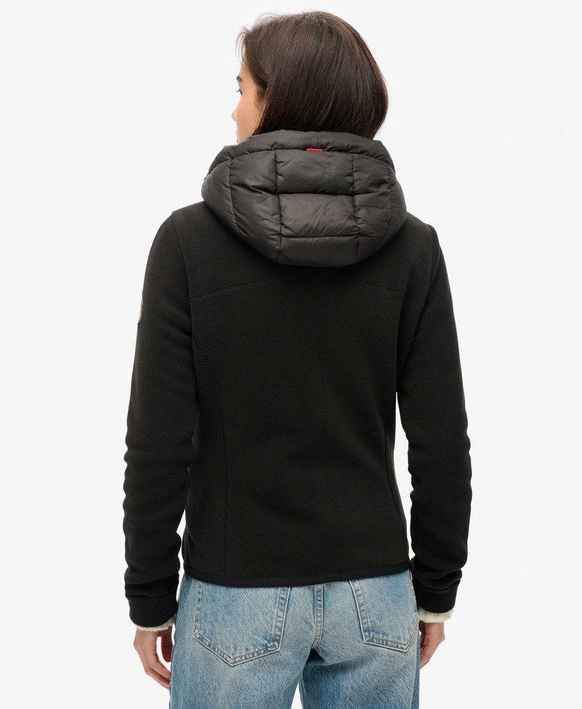fleece stormjack met capuchon in zwart
