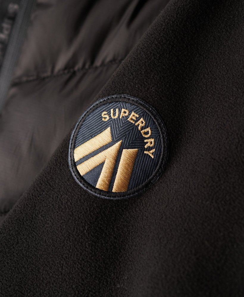 fleece stormjack met capuchon in zwart