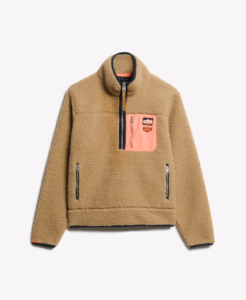 Vintage retro fleece trui met halve rits