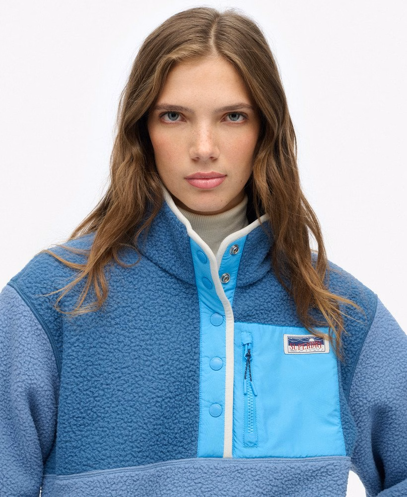 Fleece trui met kleurblokken