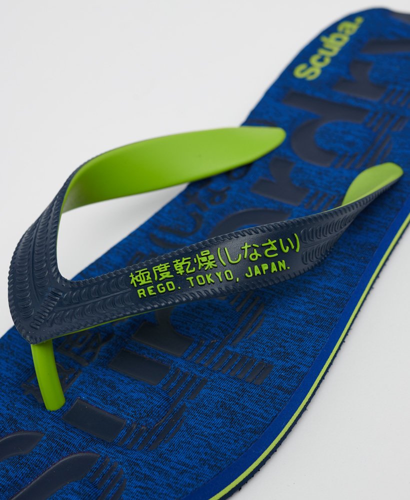 essential logo flip flops in cobalt grid