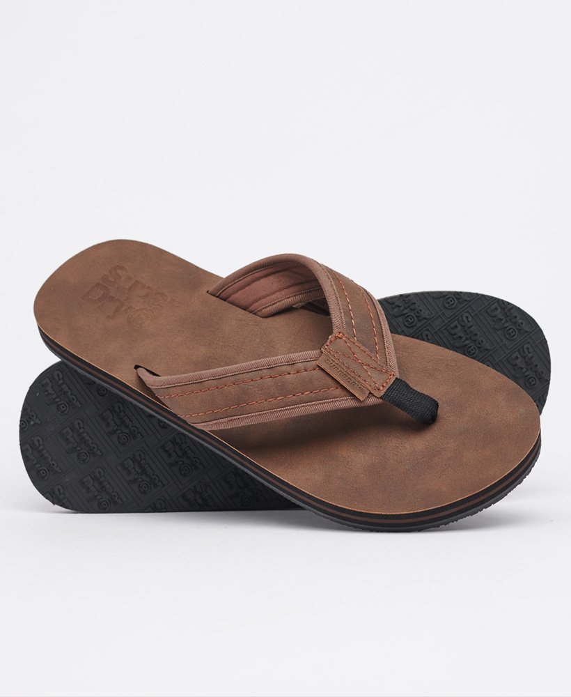leren teenslippers in bruin