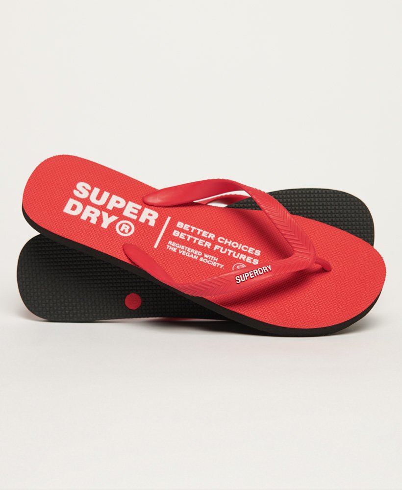 studios flip flops in risk red