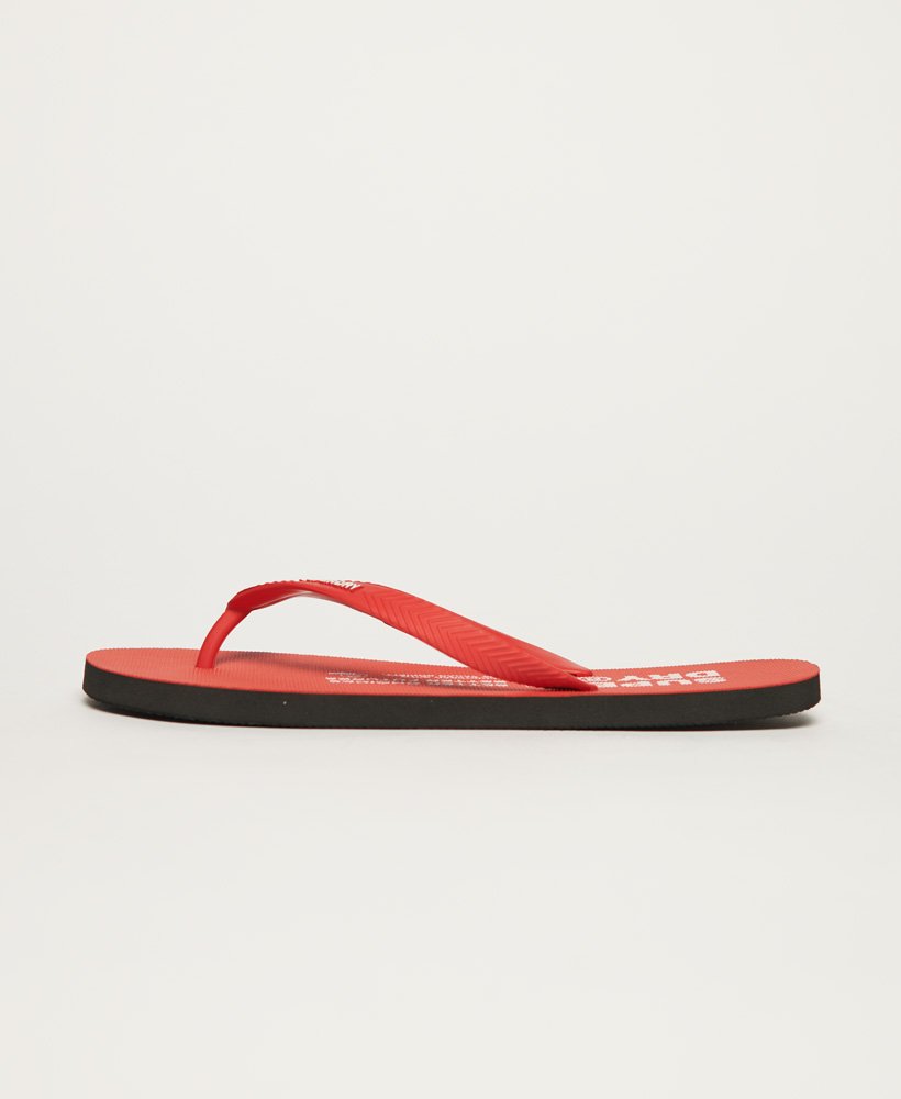 studios flip flops in risk red