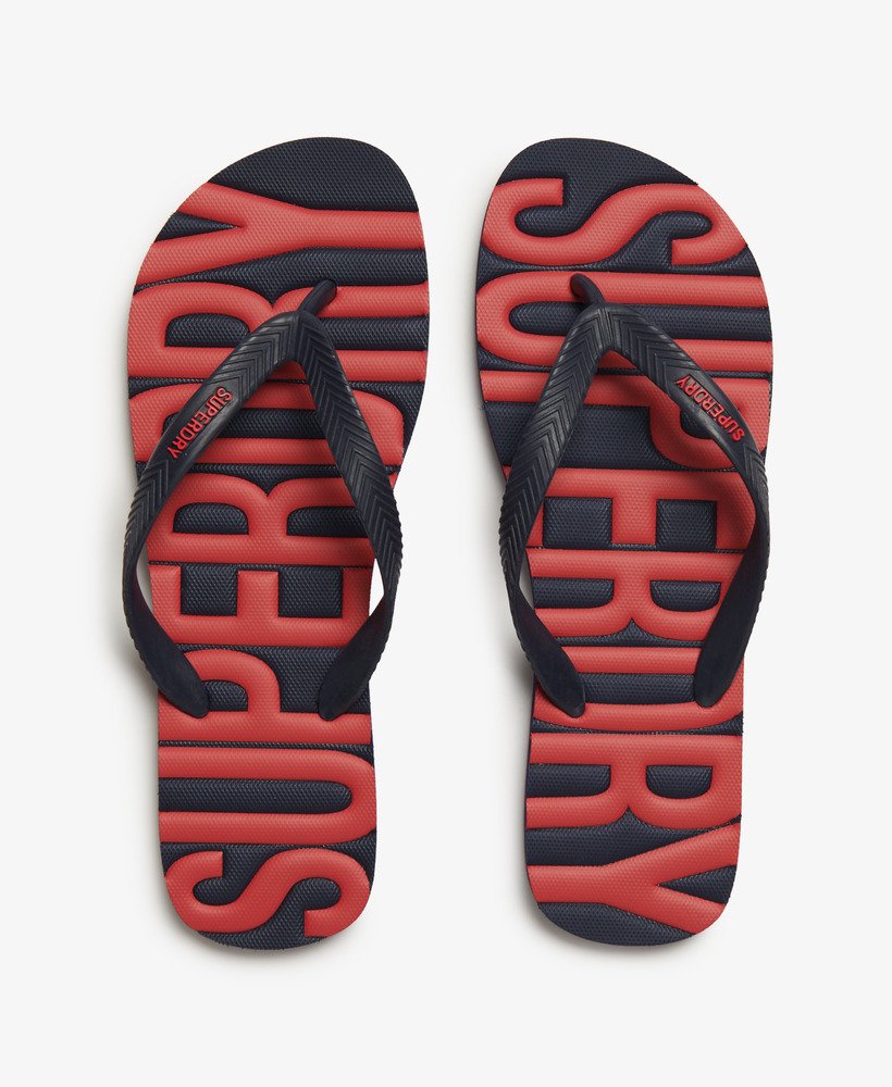vintage veganistische teenslippers in diep marineblauw.
