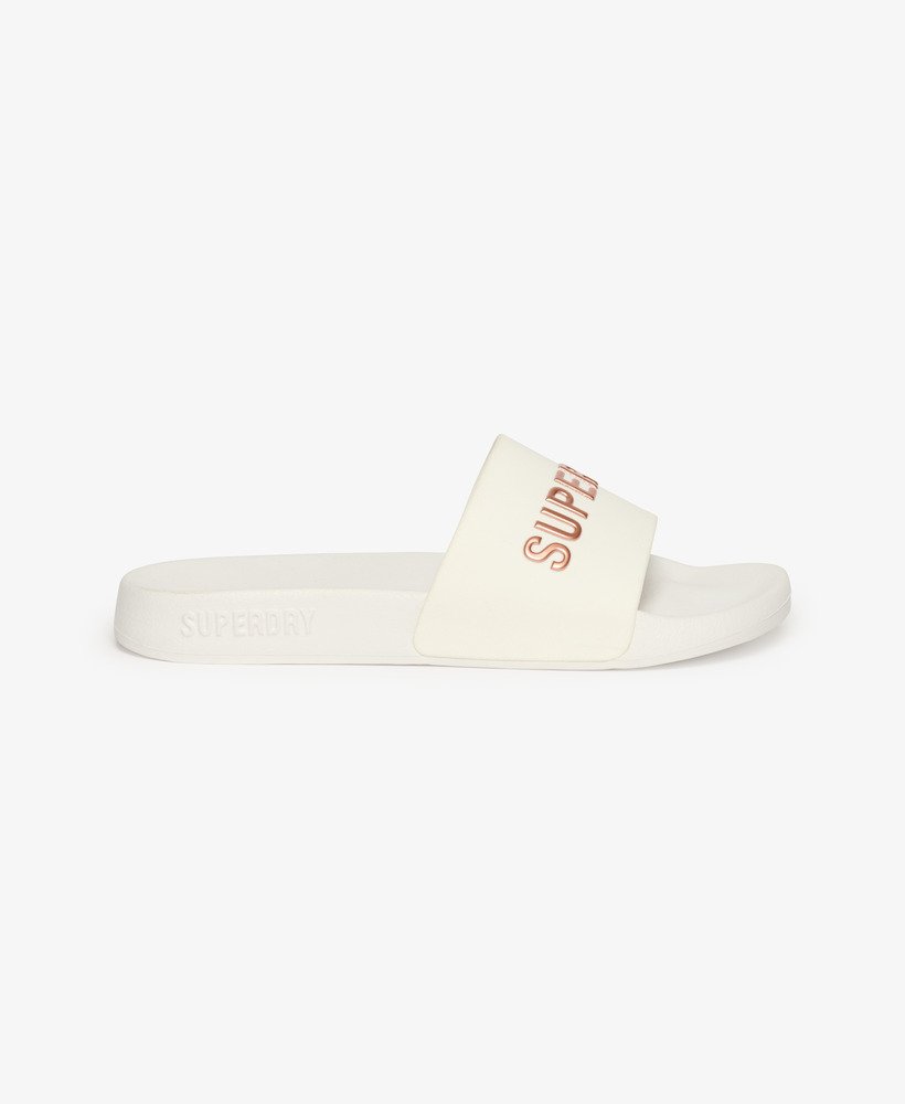 code logo zwembadslippers in optischmetallic roségoud.