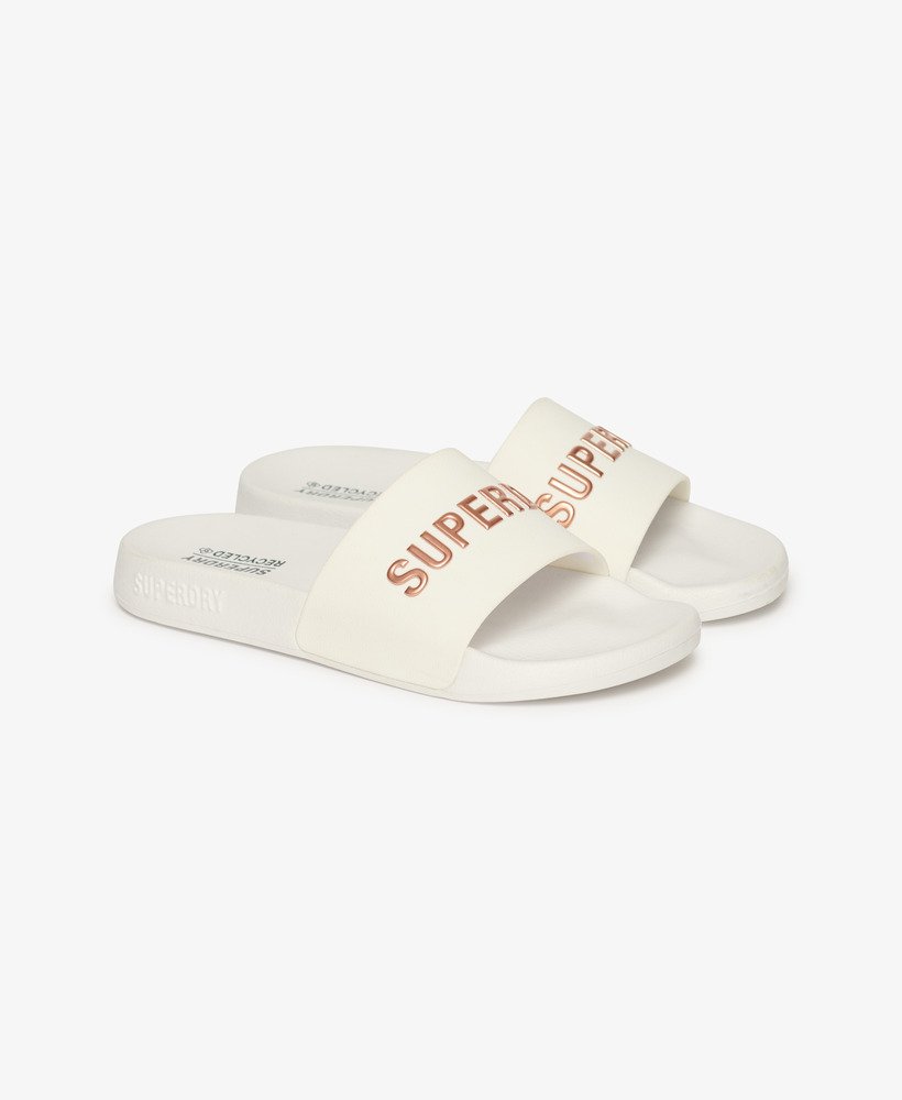 code logo zwembadslippers in optischmetallic roségoud.