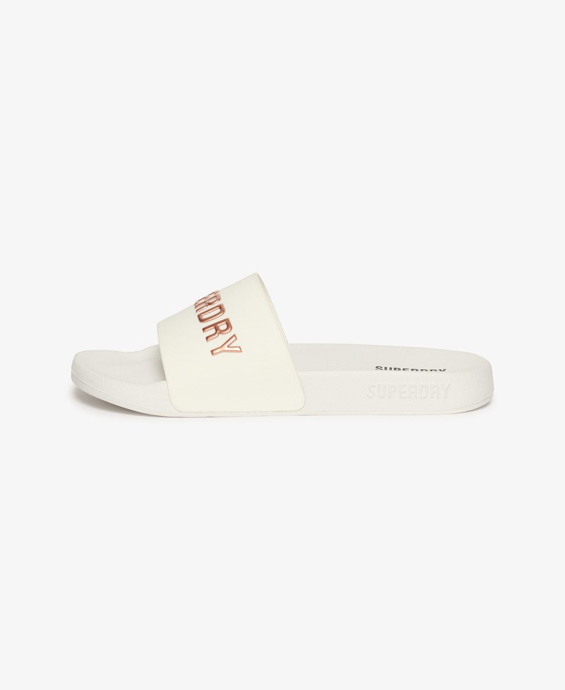 code logo zwembadslippers in optischmetallic roségoud.