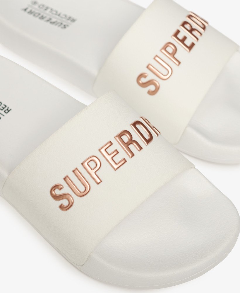 code logo zwembadslippers in optischmetallic roségoud.