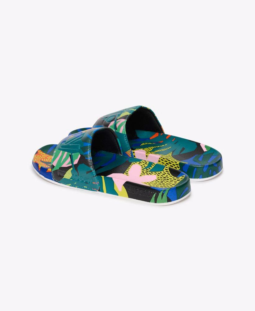 Strand slippers met all-over print