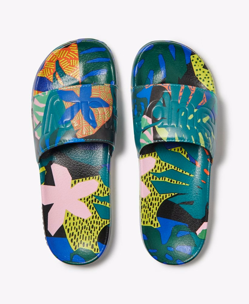 Strand slippers met all-over print