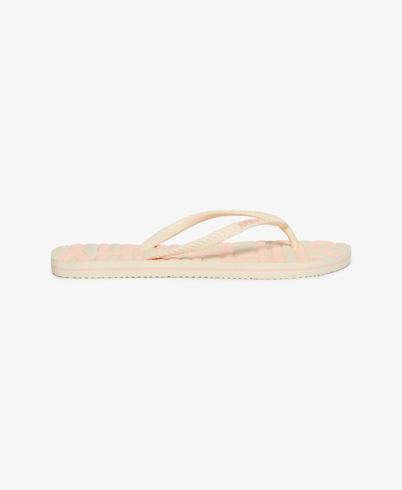 vintage veganistische teenslippers in rijstwitkoraal.