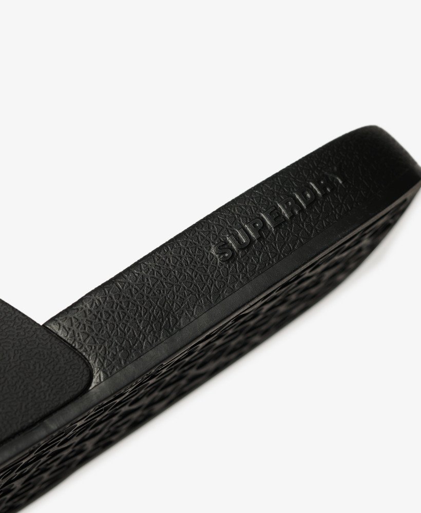 veganistische badslippers met logo in zwartmetallic goud