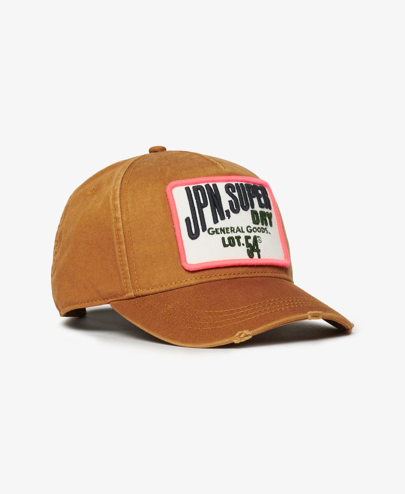 truckerpet met print in tabaksbruin van denim co.