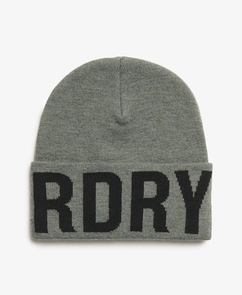 gebreide muts met merklogo in rock grey marl.