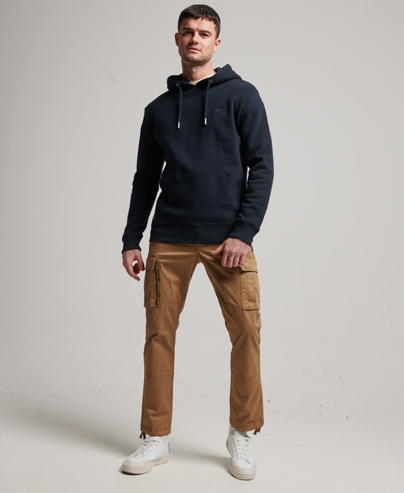 hoodie met vintage logo en borduursel in eclipse navy
