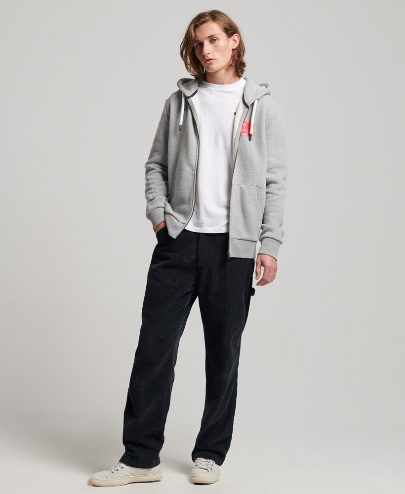 vintage logo neon zip hoodie in grey marl