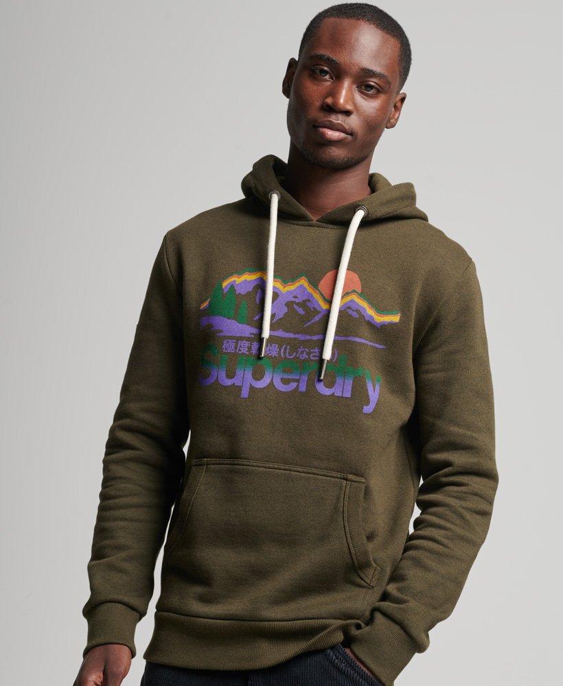vintage core logo great outdoors hoodie in winter khaki grit
