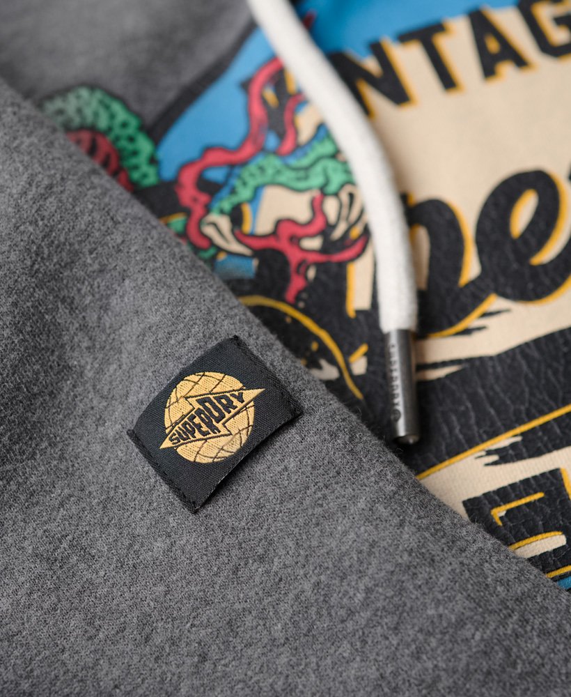 vintage japanse hoodie met logo in een rijke antracietgrijze kleur.