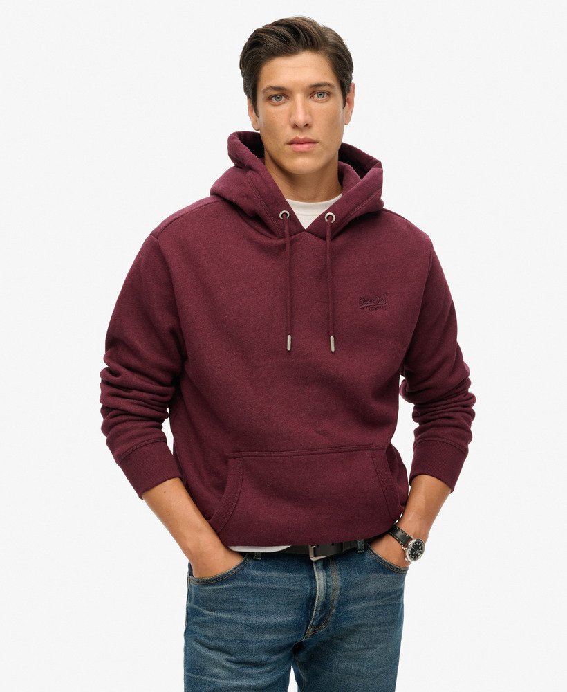 essential logo hoodie in track burgundy marl