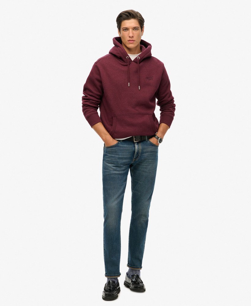 essential logo hoodie in track burgundy marl