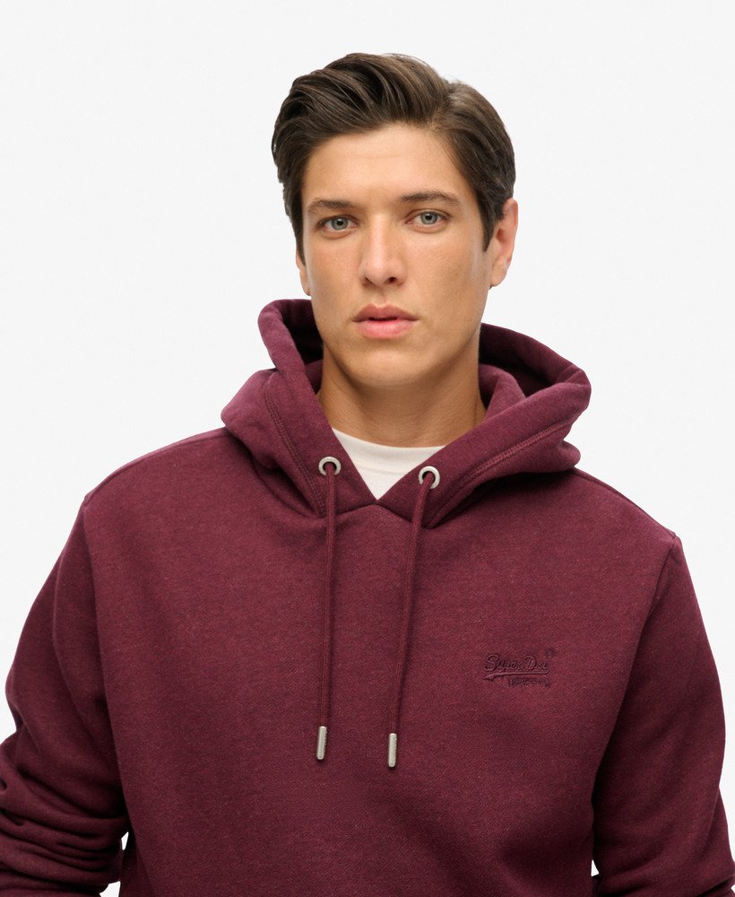 essential logo hoodie in track burgundy marl