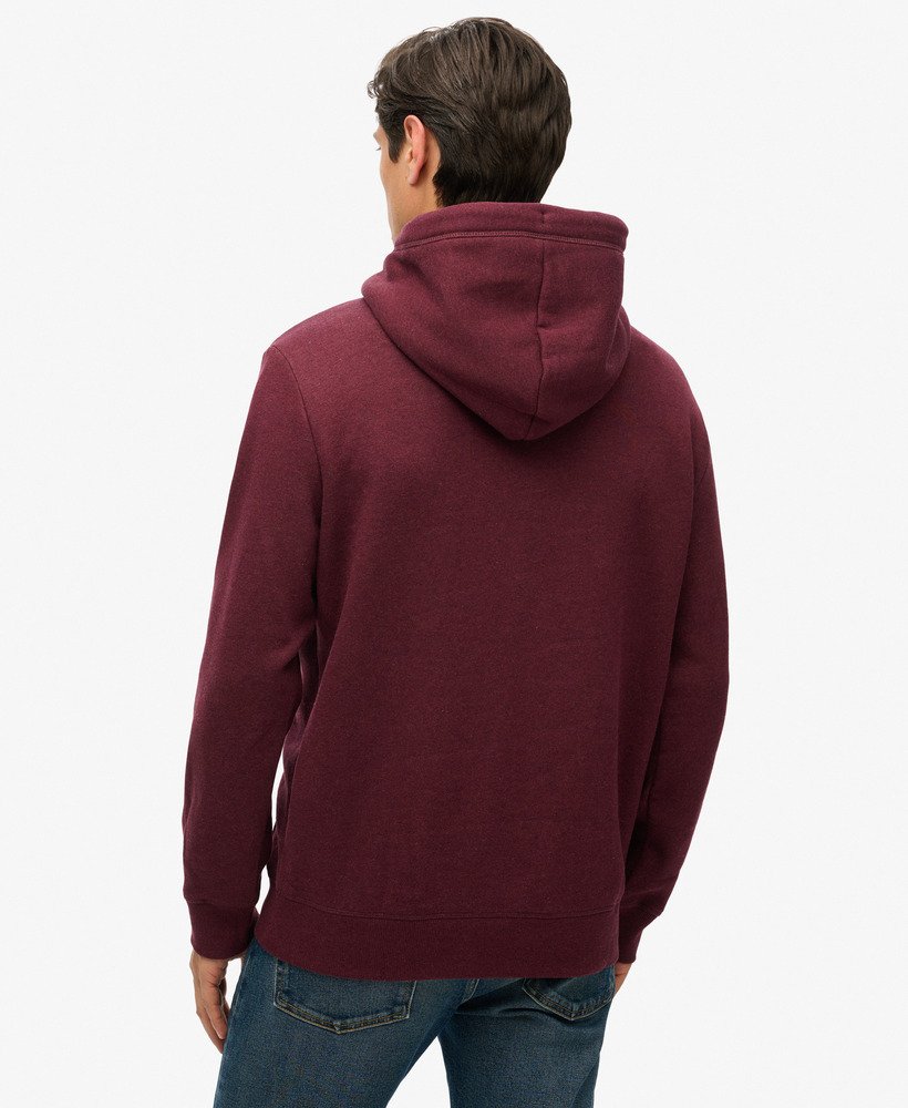 essential logo hoodie in track burgundy marl