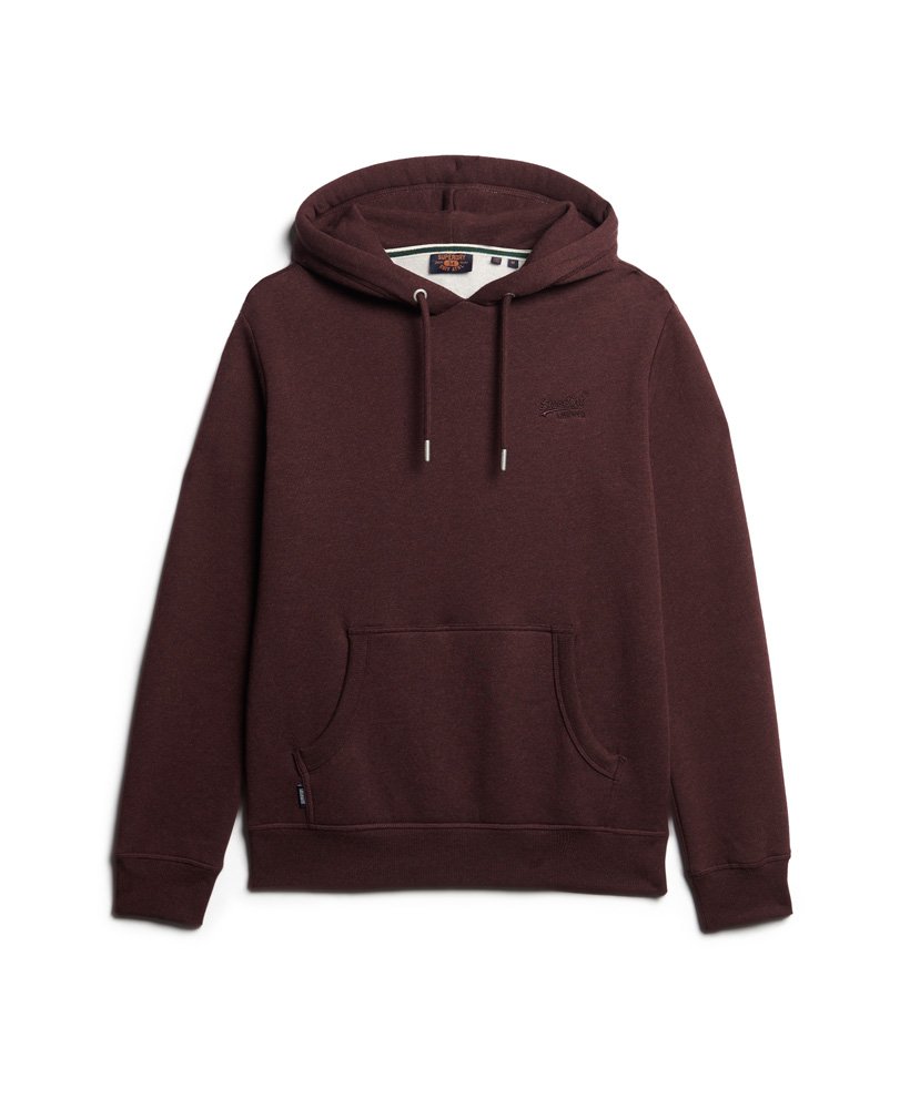essential logo hoodie in track burgundy marl