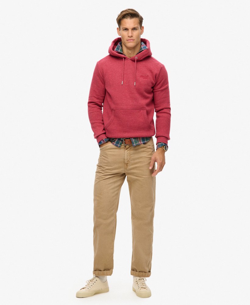 essential logo hoodie in berry red marl