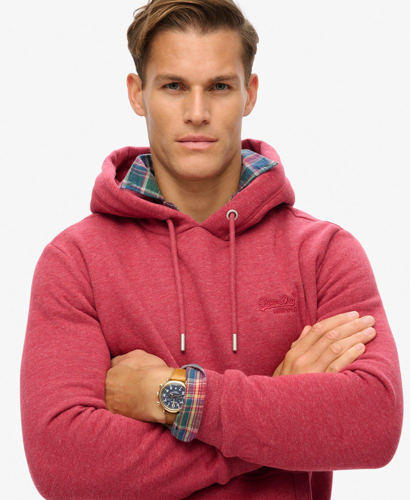 essential logo hoodie in berry red marl