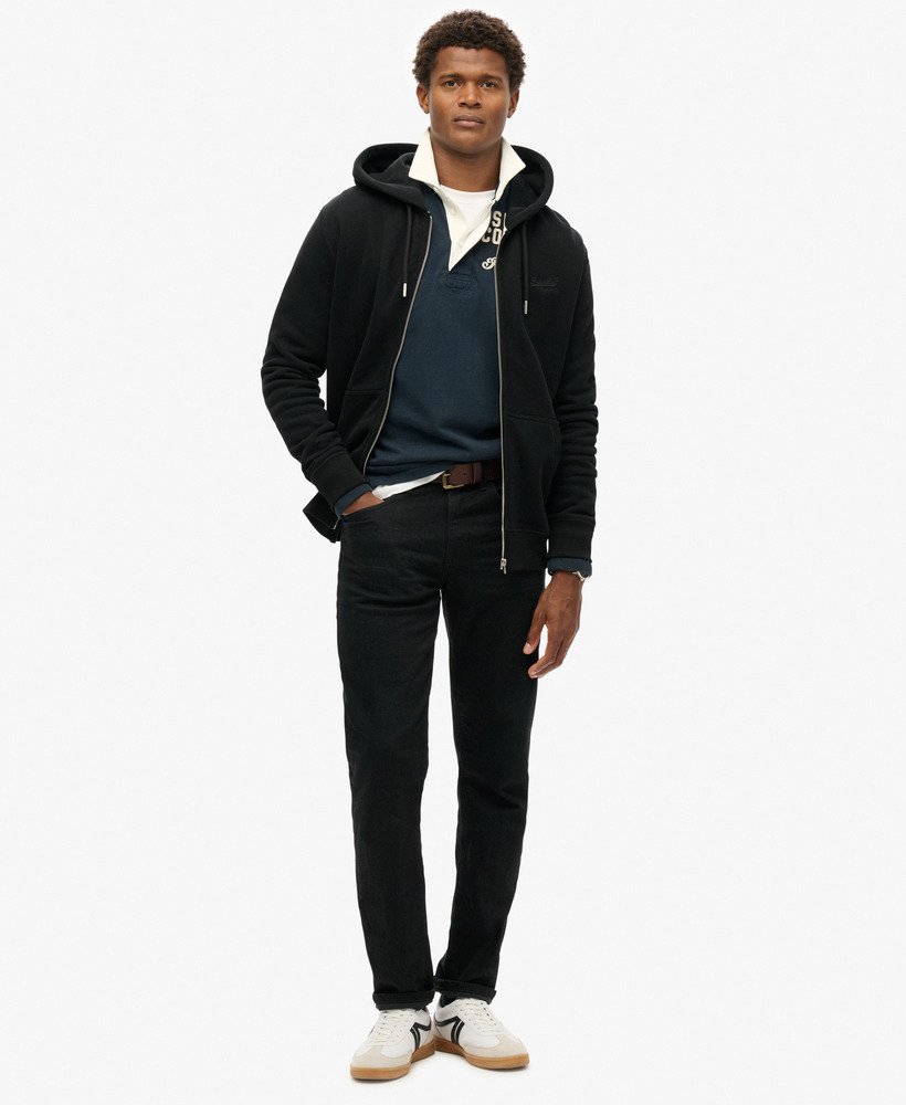 essential logo zip hoodie in zwart