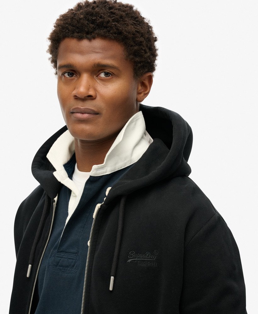 essential logo zip hoodie in zwart