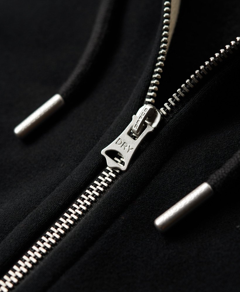 essential logo zip hoodie in zwart