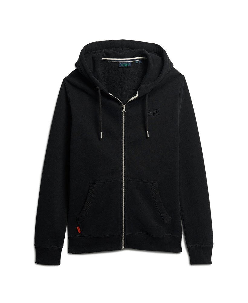 essential logo zip hoodie in zwart