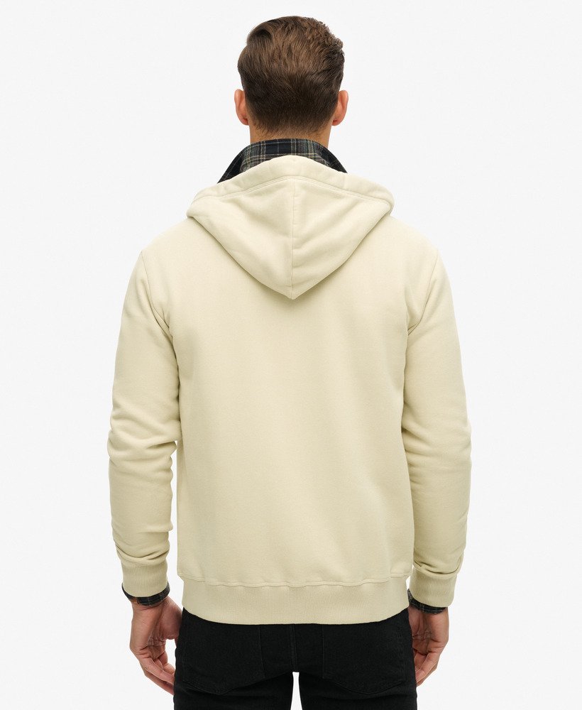 essential logo zip hoodie in light stone beige