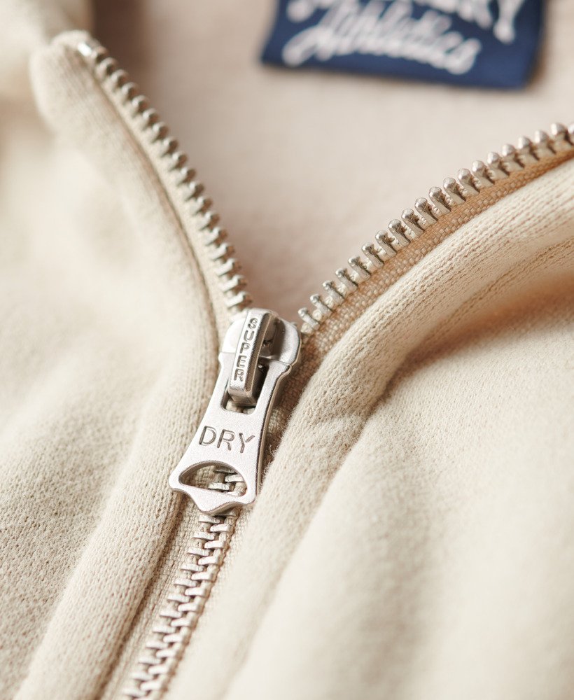 essential logo zip hoodie in light stone beige