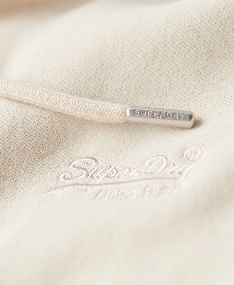 essential logo zip hoodie in light stone beige