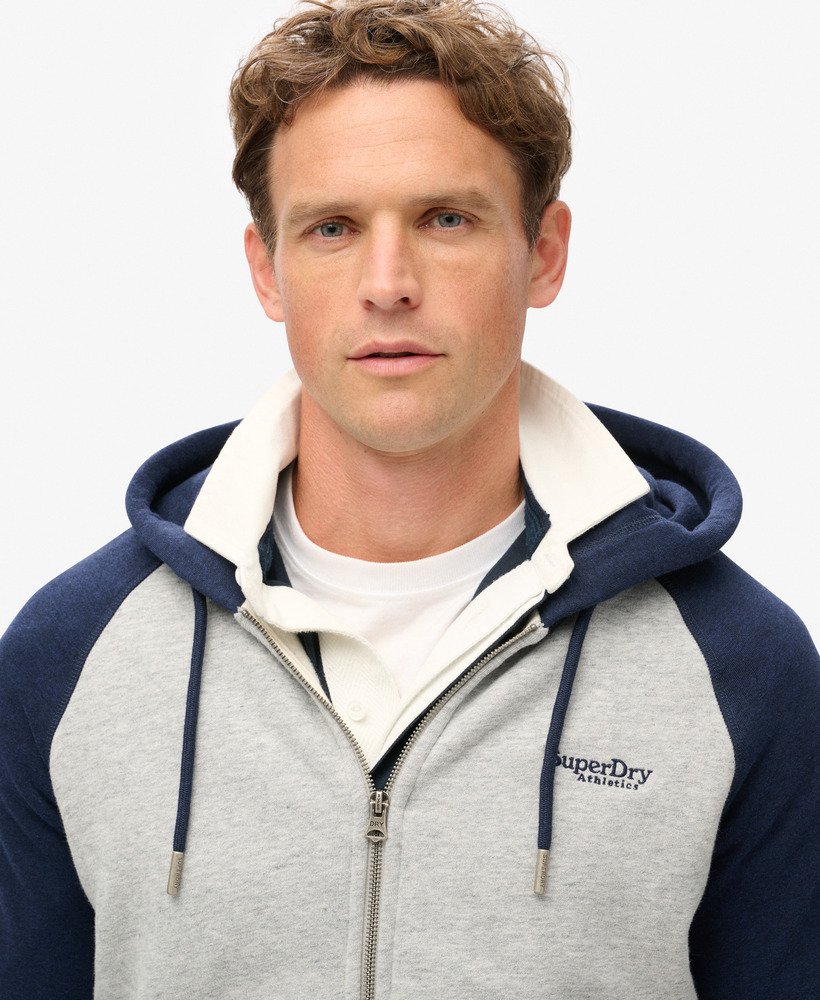 essentiële baseball hoodie met rits in sportief grijs gemêleerddonkerblauw gemêleerd
