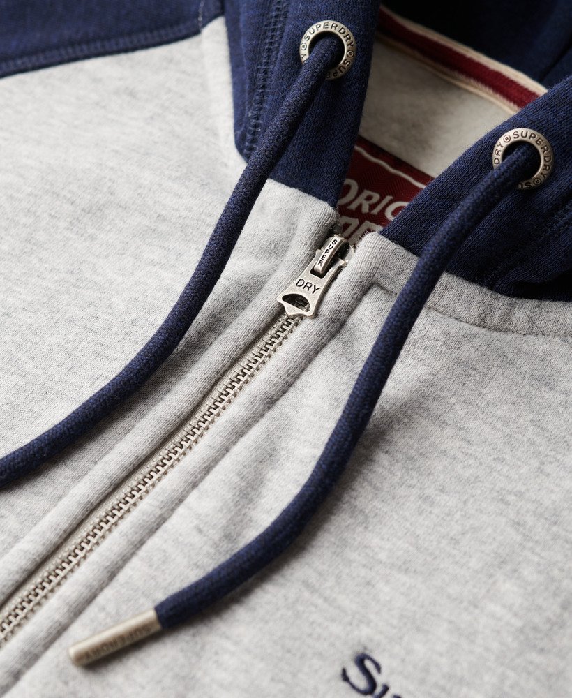 essentiële baseball hoodie met rits in sportief grijs gemêleerddonkerblauw gemêleerd