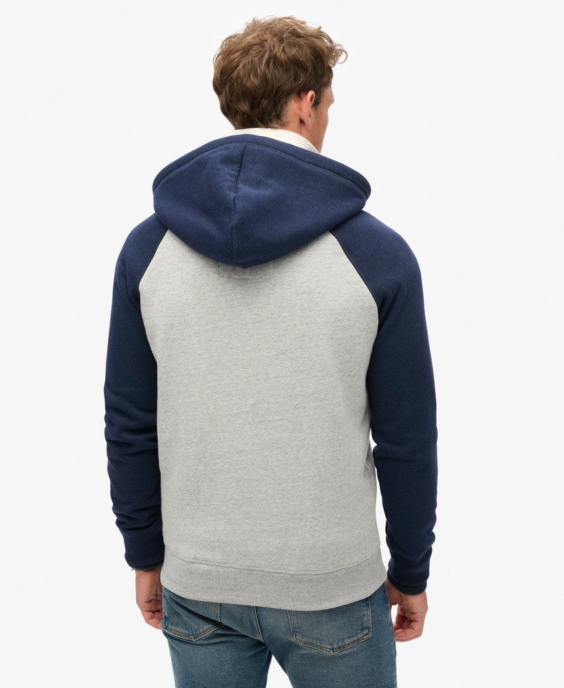 essentiële baseball hoodie met rits in sportief grijs gemêleerddonkerblauw gemêleerd
