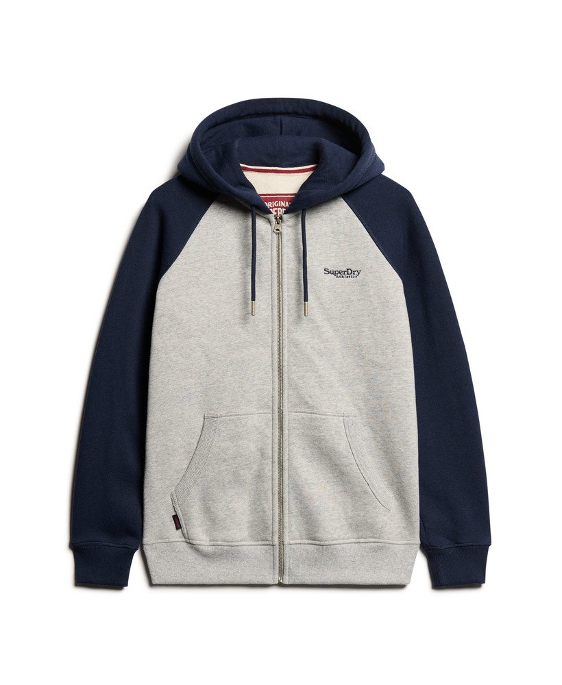 essentiële baseball hoodie met rits in sportief grijs gemêleerddonkerblauw gemêleerd
