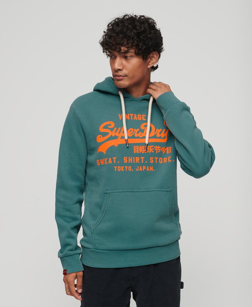 neon vintage logo hoodie in hydro blue