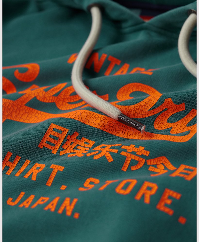 neon vintage logo hoodie in hydro blue