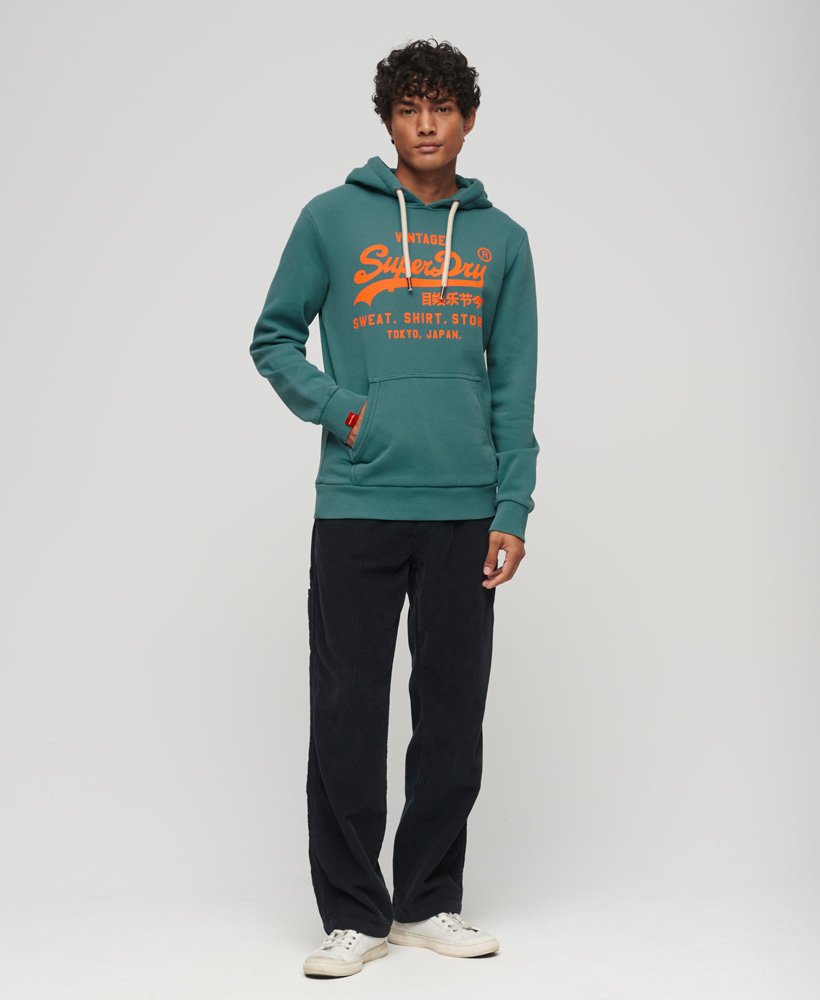 neon vintage logo hoodie in hydro blue