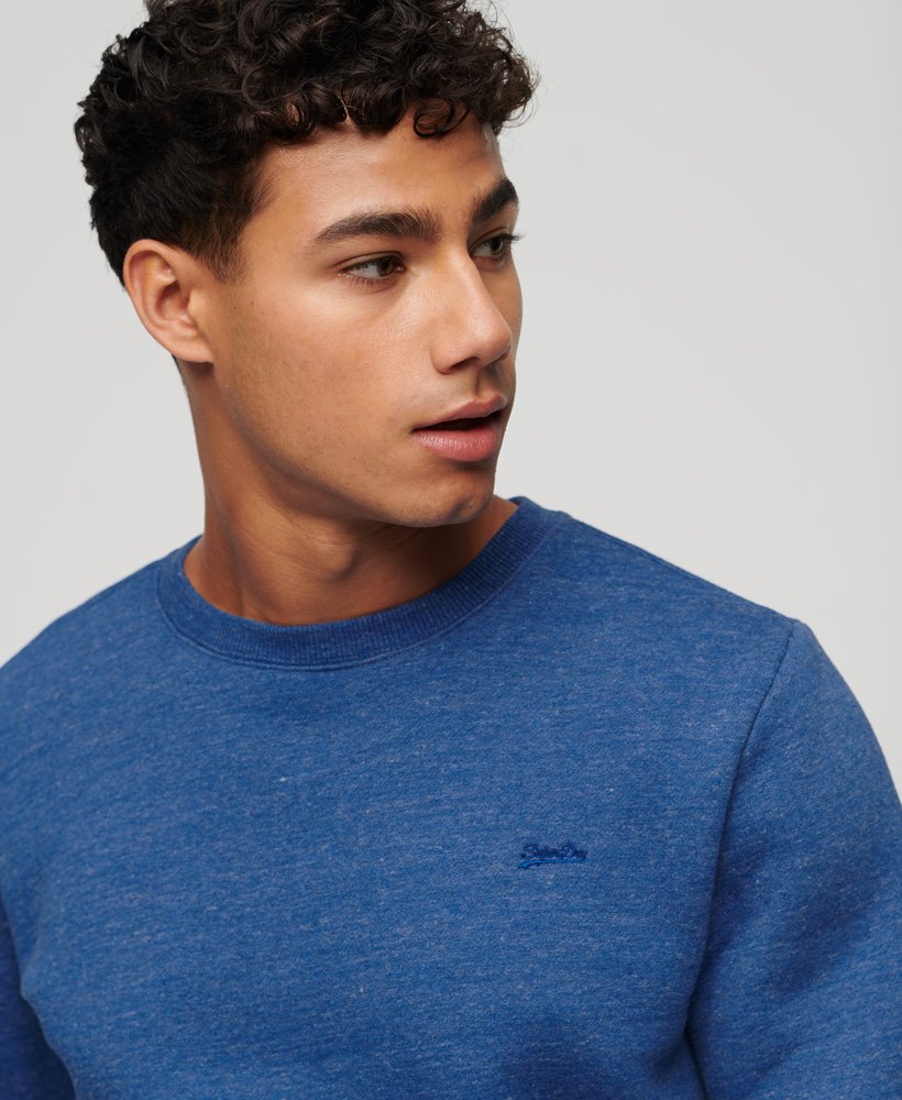 essential logo crew sweatshirt in midwest blue marl