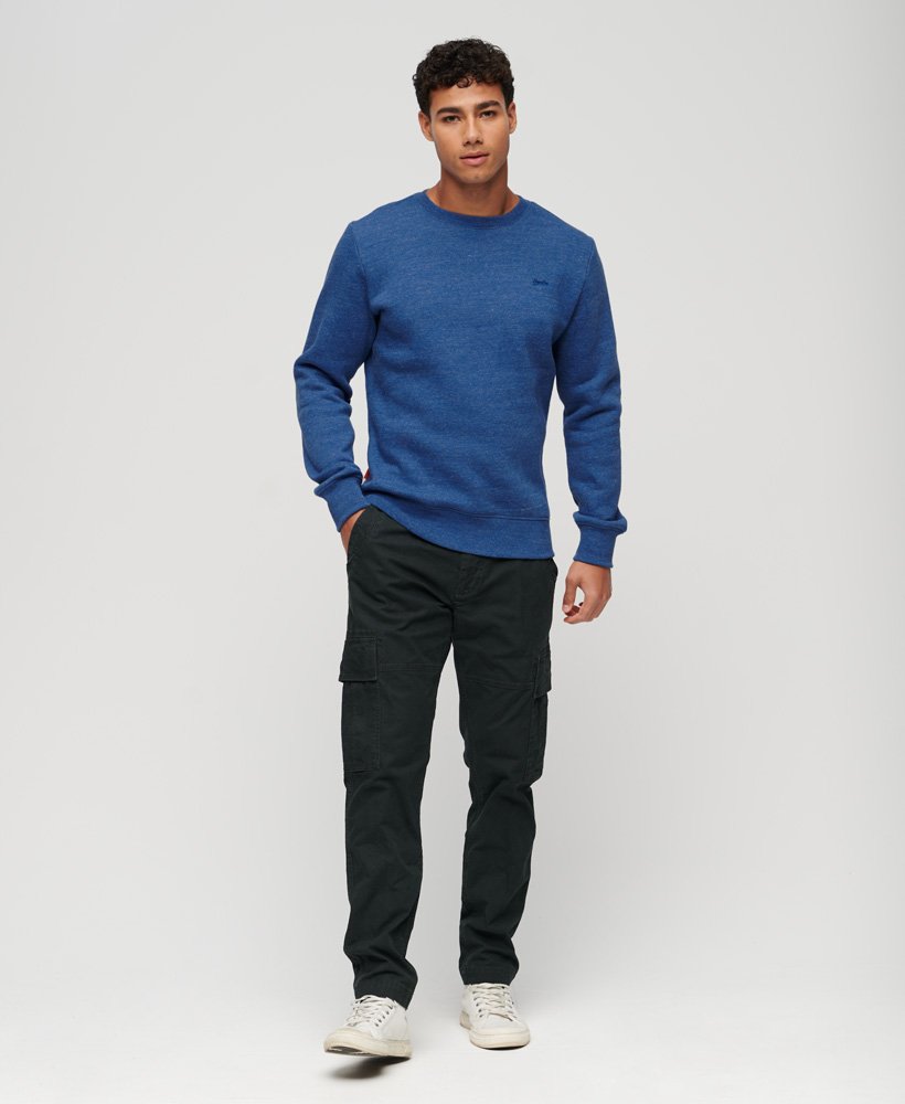 essential logo crew sweatshirt in midwest blue marl